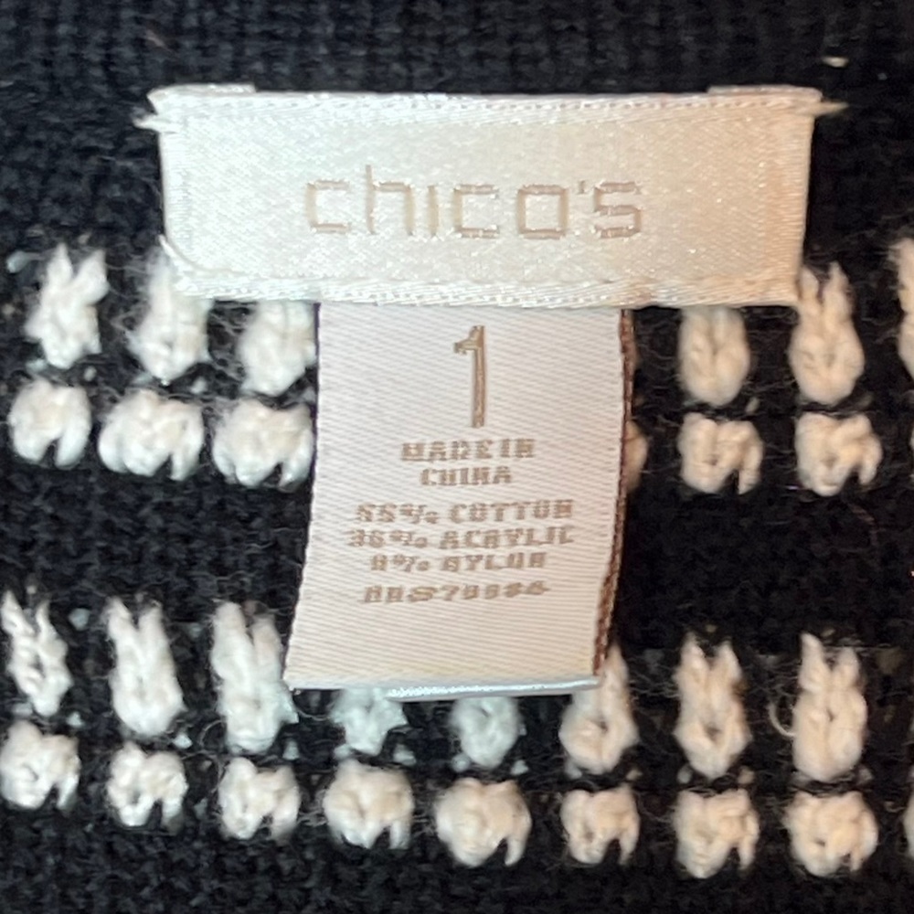 Chico’s Black & Red Patterned Open Cardigan Size … - image 5